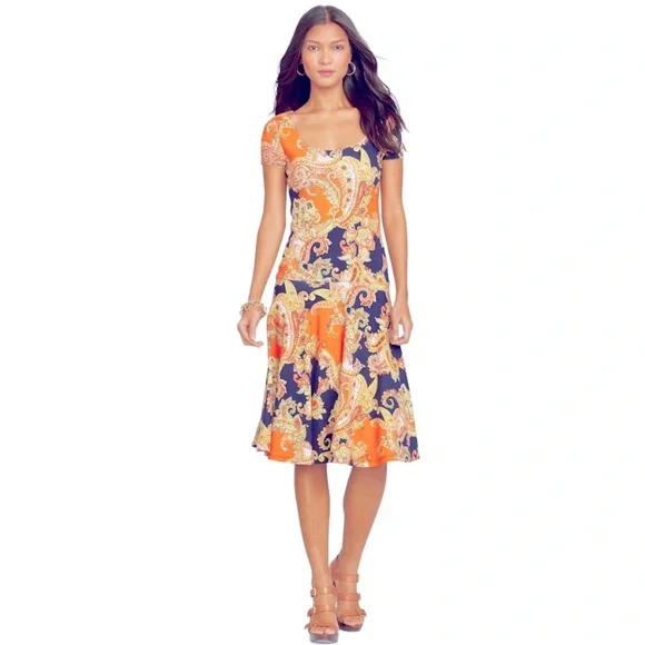 ralph lauren orange paisley dress Lauren Ralph Lauren | Dresses | Lauren Ralph Lauren Rusty Burnt Orange  Paisley Dress